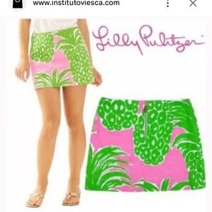 Lilly Pulitzer Flamenco Pink Pineapple Mini Skirt sz6 Preppy Coastal Chic VTG